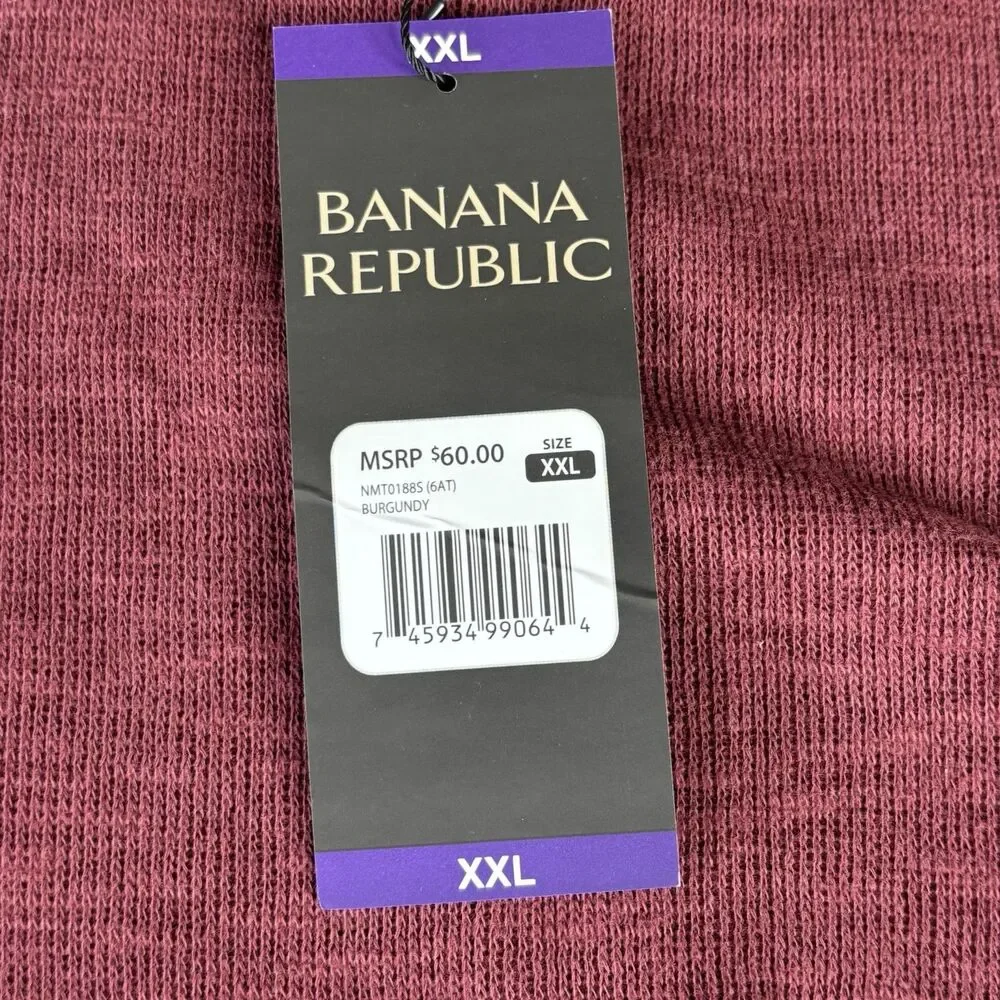 Banana Republic Shirt Mens XXL Double Knit Long Sleeve Crewneck Burgundy New $60